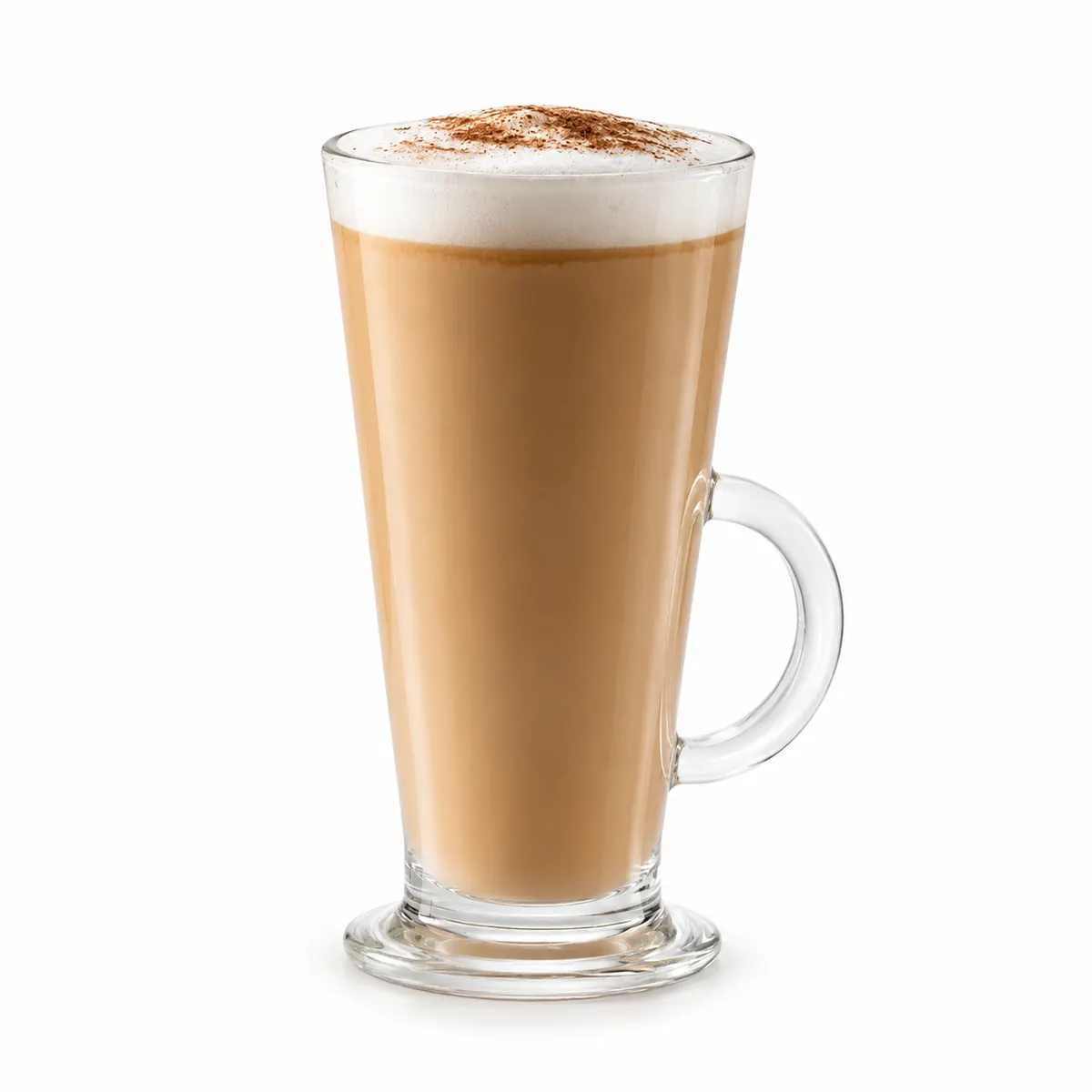 Vaso de café latte caliente con espuma